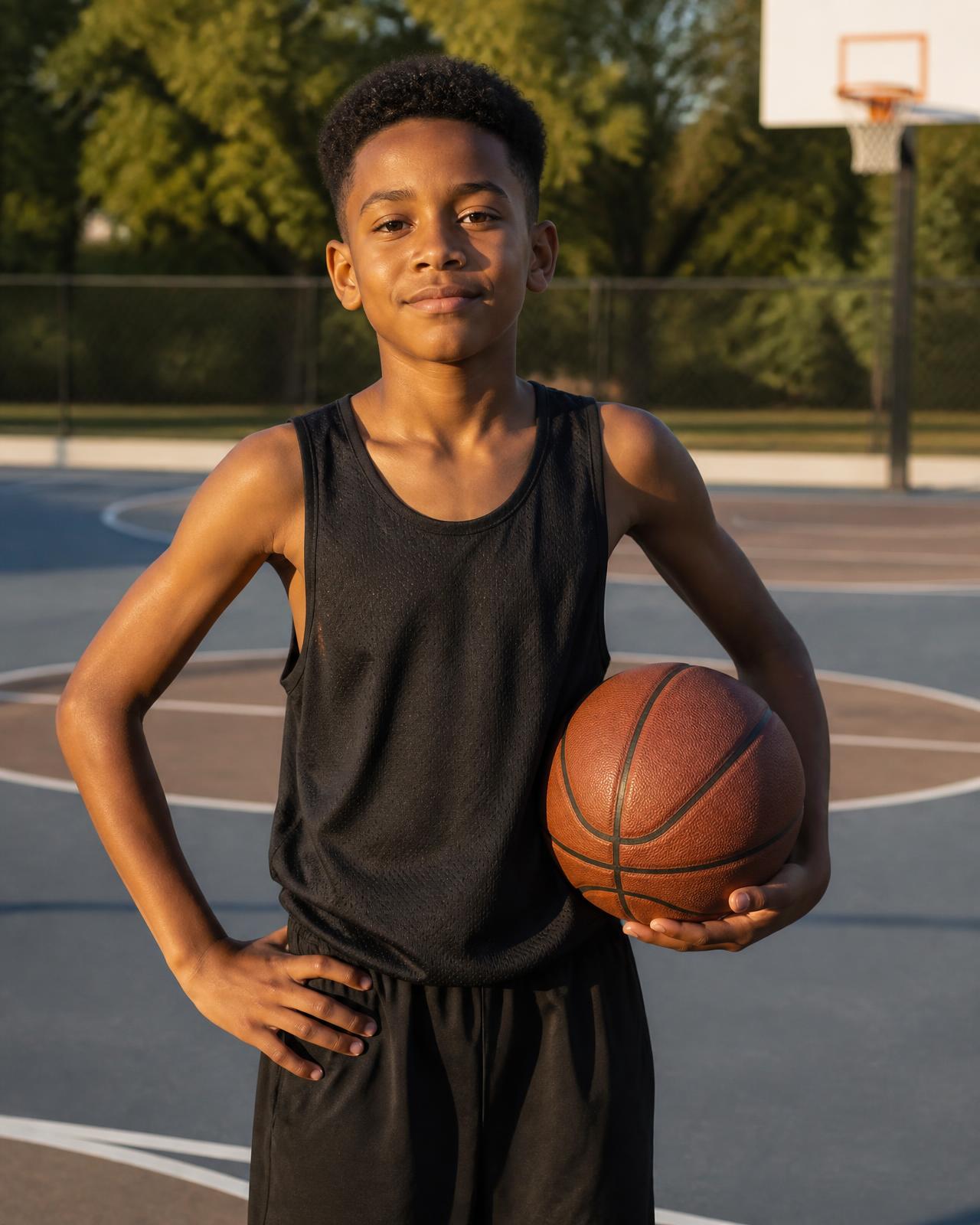 Young athlete focused during training